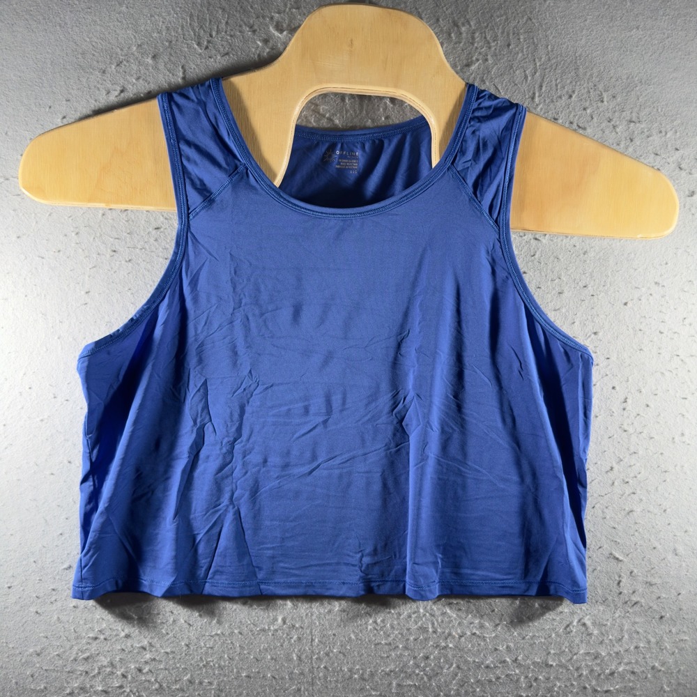 3142 | OFFLINE by Aerie Cropped Athletic Tank Top Blue Lightweight Women's L
